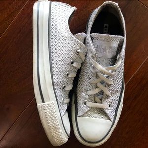 Converse All Star Silver and White Geometric Patterned